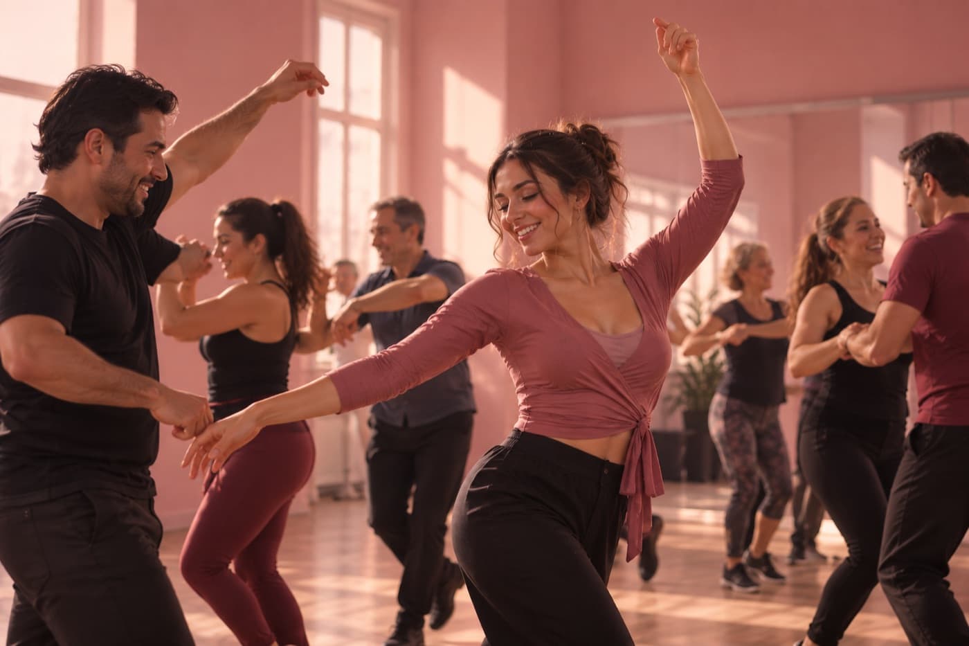 Clases empresariales de salsa y yoga